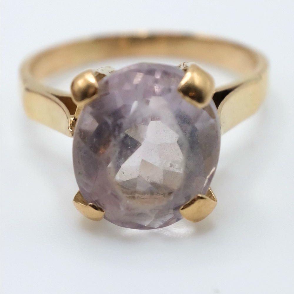 18k Yellow Gold Rose de France Amethyst Ring - Size 6.75 - 4 Grams